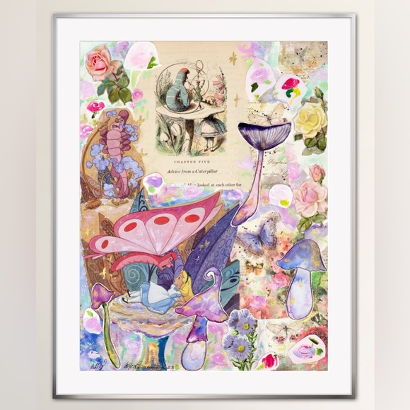 Advice from Caterpillar Absolem Alice in Wonderland Art Print whimsy garden - Picture 1 of 6